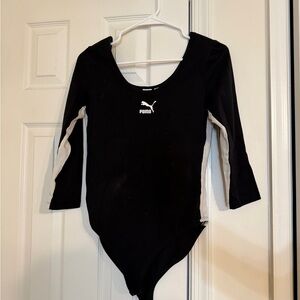 Puma Black and White Kids Long-Sleeve One-Piece Bodysuit